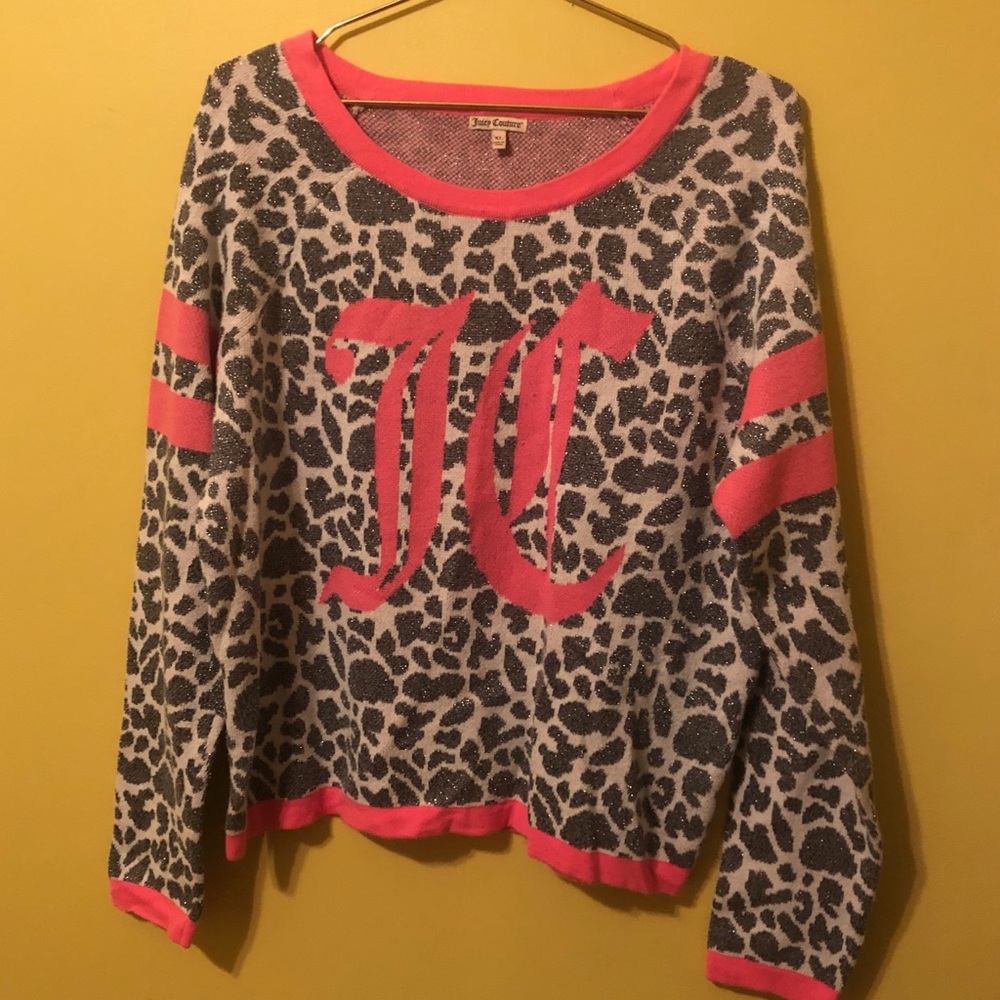 Juicy Couture leopard initial sweater metallic